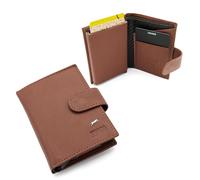 JAGUAR Tarjetero compacto de piel con protección RFID, extracción automática de tarjetas, azteca