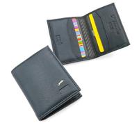 JAGUAR Tarjetero plegable de piel, 10 ranuras para tarjetas, azul