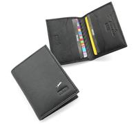 JAGUAR Tarjetero plegable de piel, 10 ranuras para tarjetas, color negro