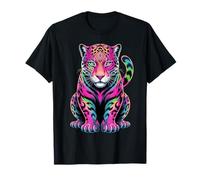 Jaguars Animal Colorido Arco Iris Gatos Grandes Amante Camiseta