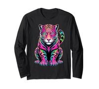Jaguars Animal Colorido Arco Iris Gatos Grandes Amante Manga Larga