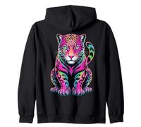 Jaguars Animal Colorido Arco Iris Gatos Grandes Amante Sudadera con Capucha
