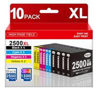 Jagute 10 Paquetes PGI 2500XL Cartuchos de Tinta Compatible con Canon PGI-2500XL PGI 2500 Multipack Tinta para Canon Maxify MB5150 MB5155 MB5300 MB5350 MB5450 MB5050 MB5100 MB5455 iB4000 iB4050 iB4150