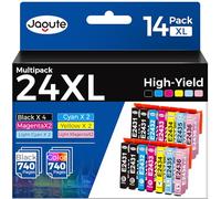 Jagute 14 Paquetes Cartuchos 24XL Compatible para Epson 24 XL Tinta para Epson 24 Cartuchos de Tinta para Expression Photo P-55 XP-750 XP-760 XP-850 XP-860 XP-950 XP-960(Negro Cian Magenta Amarillo)