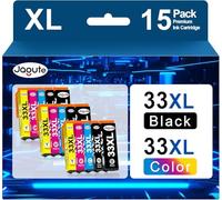 Jagute 15-Pack 33XL Cartuchos de Tinta Reemplazo para Epson 33XL 33XL Cartuchos para Expression Premium XP-530 XP- 540 XP-635 XP-640 XP-645 XP-830 XP-900 XP-7100 (Negro PBK Cian Magenta Amarillo)