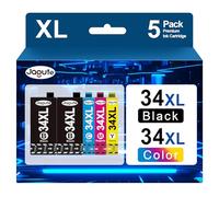 Jagute 34XL Cartuchos de Tinta de Repuesto para Epson 34XL para Epson Workforce Pro WF-3720DWF, WF-3725DWF Impresora -T3471 T3472 T3473 T3474 (2 Negro, 1 Cian, 1 Magenta, 1 Amarillo)