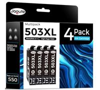 Jagute 4 Paquete 503XL Negro Cartuchos de Tinta Compatibles con Epson 503 503XL Multipack para Epson XP-5200 Expression Home XP-5205 Workforce WF-2960DWF WF-2965DWF WF 2960 WF 2965 (4 Negro, 503XLBK)
