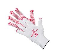 JAH Guante de punto fino de algodón y poliamida con puntos blanco y rojo | Grosor medio y buen agarre para preparación de pedidos envíos y reposición