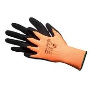 JAH Guante de punto fino de nailon naranja con recubrimiento de látex negro | Alta sensibilidad táctil y agarre antideslizante para montaje almacén y preparación de pedidos