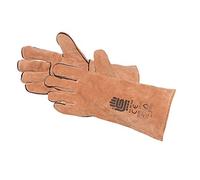 JAH Guante de soldador forrado de cuero serraje | Resistente al calor y con buen agarre para soldadura metalurgia y hornos