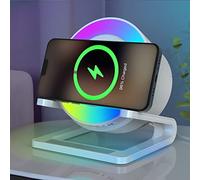 JAHAO Altavoz Bluetooth con Luz Nocturna y 15W Cargador Inalámbrico