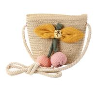 JAHEMU Bolsa de Bandolera de Paja, Bolso de Paja de Flores Bohemia para Niñas, Bolsa de Playa Tejido de Verano, para Playa, Viajes y Vacaciones