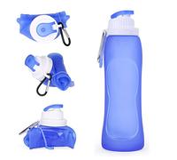 JAHEMU Botella de Agua Deportiva 500 ml Plegable Bolsa de Agua Silicona Reutilizable Portátil Bolsa de Agua Collapsible Water Bottles para Deportes al Aire Libre o Viajes