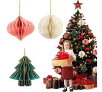 JAHEMU Decoraciones Navideñas Bolas de Nido de Abeja Adornos para el árbol de Navidad para Fiestas de Navidad y Cumpleaños