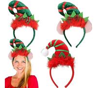 JAHEMU Diadema Navideña Christmas Headdress con Gorro de Elfo fiestas de Navidad para adultos y niños
