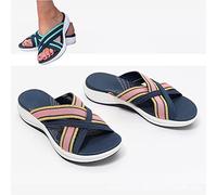JAHER Sandalias ortopédicas Ligeras y elásticas con Punta Abierta, Chanclas entrecruzadas para Mujer, Sandalias cómodas con Tiras y Soporte para el Arco para la Playa (40,Pink)