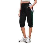 Jahetuul Pantalón Chándal 3/4 Mujer Algodón Verano Pantalones Deportivos Ligeros con Bolsillos para Yoga Fitness Running Jogging S-XXL