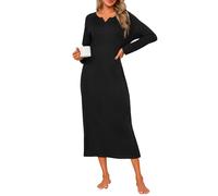 Jahetuul Vestido de Noche Largo para Mujer con Escote en V y Fisura Lateral Suave y Casual