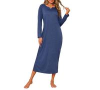 Jahetuul Vestido de Noche Largo para Mujer con Escote en V y Fisura Lateral Suave y Casual