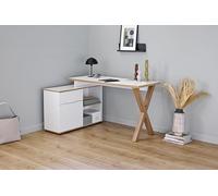 Jahnke X-Club C 40 ROBA Escritorio, ingeniería Material de Madera Hierro, Montana, imitación de Roble/Blanco, Talla única