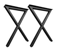 Jahof Patas para Mesa en Forma X, Juego de 2 Pies para Mueble Industriales, Patas de Metal para Mesa de Comedor, Escritorio (W70 x H70 cm)