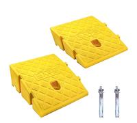 JAHOMFAI Rampas para Coches, Rampa Bordillo Coche, Bordillo Ligeras Portátiles para Calzadas, Aceras, Motos, Scooters, con 2 Pernos de Extensión
