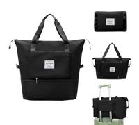 Jahomieo Bolsa de viaje plegable portátil extensible y ligera, impermeable, de gran capacidad, bolsas de equipaje de transporte, bolsa de lona de separación seca y húmeda para fines de semana, bolsa de entrenamiento de gimnasio, Negro