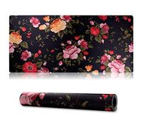 Jahosin Alfombrilla de ratón para Juegos XXL,Alfombrilla de ratón extendida Bordes cosidos,Base de Goma Antideslizante de 2MM,Alfombrilla de Escritorio de 90x40cm para juegos/oficina-90 blackrose