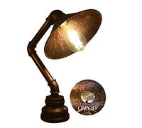 JAHQ - Lámpara de mesa moderna industrial, tubo de metal retro, lámpara de mesa de oficina, estilo vintage estilo retro, 8,66 anchura, lámpara de mesa al agua, pipas Steampunk