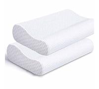 JAHQ Pack de 2 Almohada Viscoelastica, Almohada Cervical con Altura Ajustable, Almohada Ortopedica Diseño Ergonómico Terapéutico Reduce Dolores Cervicales, Funda de Algodón Extraíble y Lavable