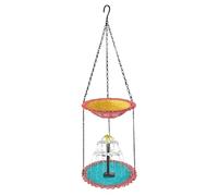 Jahuanoo Fuente Solar con baño de pájaros | Colgable con Bomba Solar,Fuente con un baño para Aves y alimentador,para Barandilla Pilar Terraza Patio Cortijo Jardín Balcón Petirrojo Gorrión