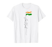 Jai Hind, India, Bandera India Camiseta gráfica económica, Hombre, Blanco, L