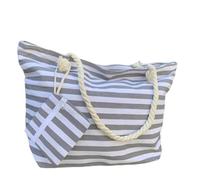 Jaime de Juan Leather Bolso Playa Grande Mujer. Tamaño XXL con Cremallera. Bolsa a Rayas. (Gris)