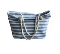 Jaime de Juan Leather Bolso Playa Grande Mujer. Tamaño XXL con Cremallera. Bolsa a Rayas. (Gris rayas anchas)