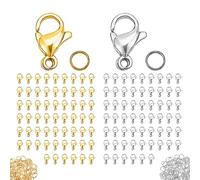 Jaimela 120 Piezas Cierres De Langosta, 160 Piezas Anillos De Salto, Cierre Langosta Aleación De Zinc, Cierres Collares, Cierres Bisuteria para Fabricación De Joyas [Oro Y Plata]