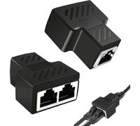 Jaimela 2 Pack Conectores Divisores RJ45, 1 Hembra a 2 Hembra Adaptador para Ethernet Cat5 Cat6 Cat7 Cat8 LAN Extensor de Cable Ethernet, Adaptador Coupler