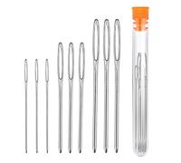 Jaimela 9 Piezas Agujas Romas Ojo Grande, 3 Tamaños Aguja de Acero Afilada, Puntas Diferentes Agujas de Coser a Mano para Coser Lana Tela Cuero Pellejo (5.2, 6, 7CM)