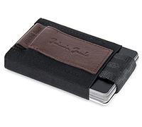 Jaimie Jacobs Cartera Hombre Nano Boy Cartera Minimalista Slim Wallet Cartera Clip Cartera Pequeña Tarjetera Fina Pinza para Billetes Billetero para Hombres (Saffiano Marrón)