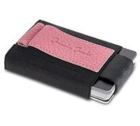 Jaimie Jacobs Cartera Hombre Nano Boy Cartera Minimalista Slim Wallet Cartera Clip Cartera Pequeña Tarjetera Fina Pinza para Billetes Billetero para Hombres (Cuero Granulado Rosa)