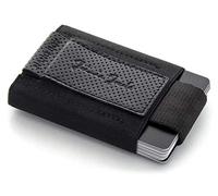 Jaimie Jacobs Cartera Hombre Nano Boy Cartera Minimalista Slim Wallet Cartera Clip Cartera Pequeña Tarjetera Fina Pinza para Billetes Billetero para Hombres (Agujero en Relieve Negro)