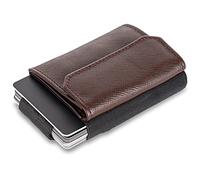 Jaimie Jacobs Cartera Hombre Nano Boy Pocket Cartera Minimalista Slim Wallet Cartera Clip Cartera Pequeña Tarjetera Fina Pinza para Billetes Billetero para Hombres (Saffiano Marrón)