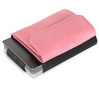 Jaimie Jacobs Cartera Hombre Nano Boy Pocket Cartera Minimalista Slim Wallet Cartera Clip Cartera Pequeña Tarjetera Fina Pinza para Billetes Billetero para Hombres (Cuero Granulado Rosa)