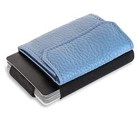 Jaimie Jacobs Cartera Hombre Nano Boy Pocket Cartera Minimalista Slim Wallet Cartera Clip Cartera Pequeña Tarjetera Fina Pinza para Billetes Billetero para Hombres (Cuero Granulado Azul)
