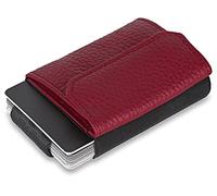 Jaimie Jacobs Cartera Hombre Nano Boy Pocket Cartera Minimalista Slim Wallet Cartera Clip Cartera Pequeña Tarjetera Fina Pinza para Billetes Billetero para Hombres (Cuero Granulado Rojo)