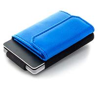 Jaimie Jacobs Cartera Hombre Nano Boy Pocket Cartera Minimalista Slim Wallet Cartera Clip Cartera Pequeña Tarjetera Fina Pinza para Billetes Billetero para Hombres (Vegano Azul)
