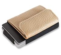 Jaimie Jacobs Cartera Hombre Nano Boy Pocket Cartera Minimalista Slim Wallet Cartera Clip Cartera Pequeña Tarjetera Fina Pinza para Billetes Billetero para Hombres (Cuero Granulado Arena)