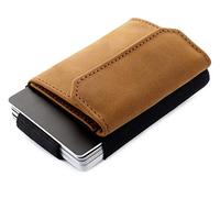 Jaimie Jacobs Cartera Hombre Nano Boy Pocket Cartera Minimalista Slim Wallet Cartera Clip Cartera Pequeña Tarjetera Fina Pinza para Billetes Billetero para Hombres (Bronceado)