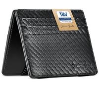 Jaimie Jacobs Flap Boy Slim Magic Wallet - Cartera Mágica con Protección RFID para Tarjetas de Crédito, Tarjetero para Hombre de Cuero Auténtico (Carbon)