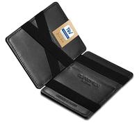 Jaimie Jacobs Flap Boy Slim Magic Wallet - Cartera Mágica con Protección RFID para Tarjetas de Crédito, Tarjetero para Hombre de Cuero Auténtico (Negro)