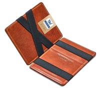 Jaimie Jacobs Flap Boy Slim Magic Wallet - Cartera Mágica con Protección RFID para Tarjetas de Crédito, Tarjetero para Hombre de Cuero Auténtico (Marrón Oscuro)